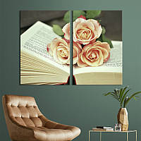 Картина на холсте KIL Art Розы на книге 165x122 см (946-2)