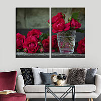 Картина на холсте KIL Art Натюрморт с хрустальной вазой и розами 165x122 см (984-2)