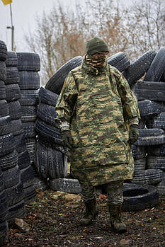 Дощовик тактичний пончо зелений камуфляжний Плащ військовий армійський накидка з капюшоном ЗСУ