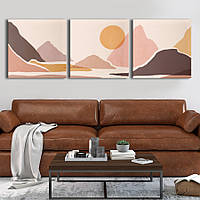 Модульная картина на холсте KIL Art триптих Пейзаж Закат в морских горах 231x75 см (MK322410)