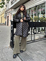 Удлиненная Женская Куртка стёганное пальто с капюшоном Размер: 42-44, 46-48 50-52, 54-56 58-60
