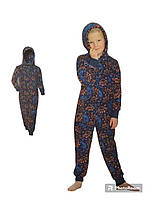 Дитяче кігурумі для хлопчика, флісовий комбінезон - синій з НЛО, розмір 98-104