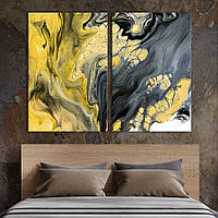 Картина на холсте для интерьера KIL Art диптих Огненно-дымчатый мрамор 165x122 см (34-2)