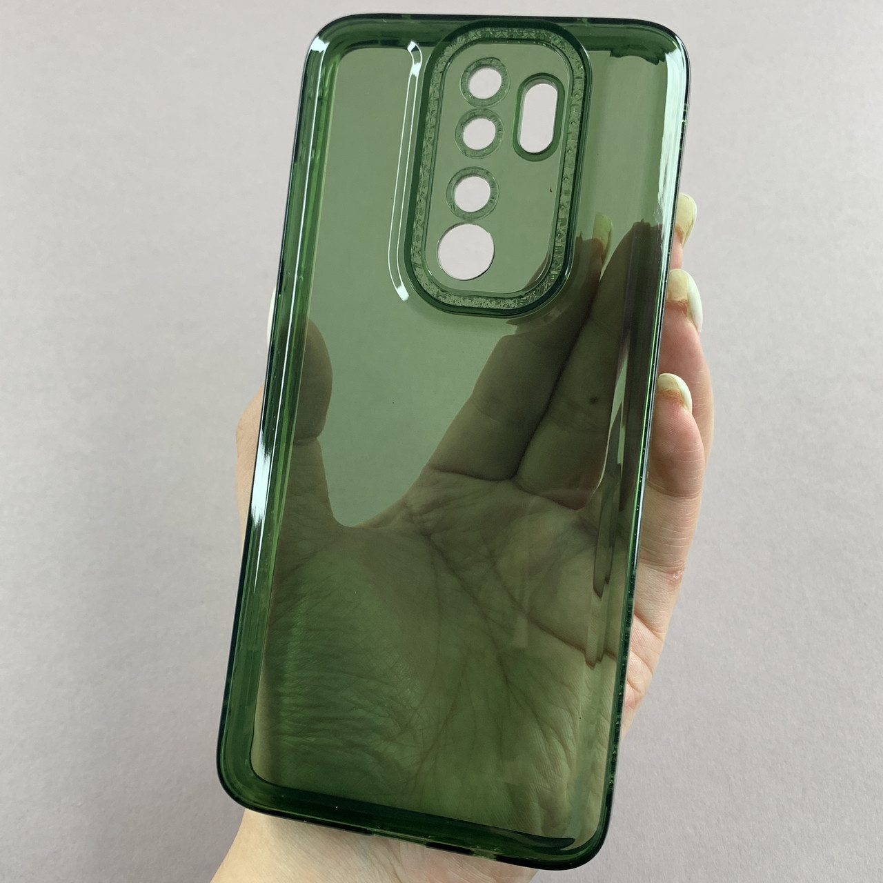 Чохол для Xiaomi Redmi Note 8 Pro силіконовий чохол з блискучою рамкою на сяомі редмі нот 8 про зелений l6t