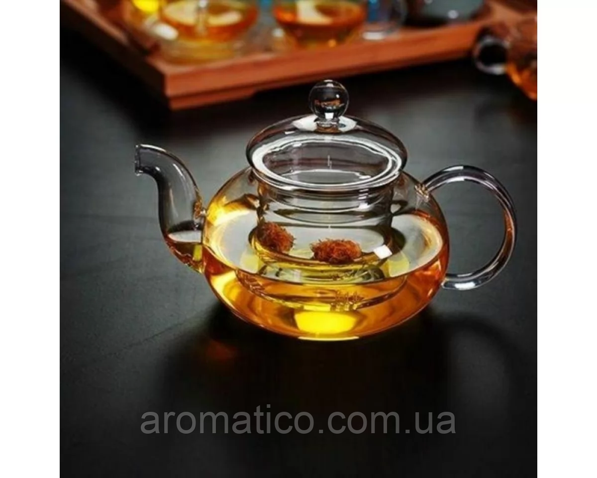 Чайник скляний зі скляним ситом "Грецький" 600 мл