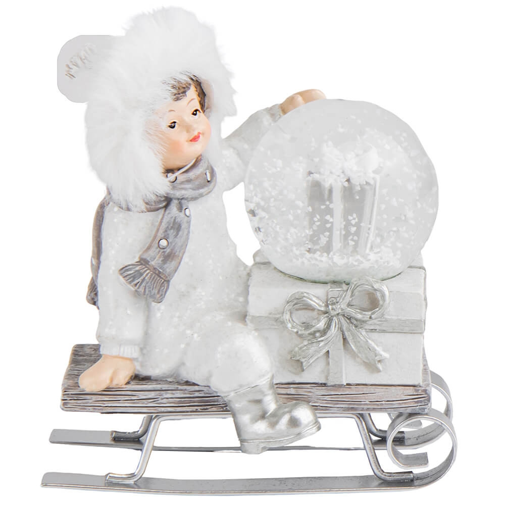 Декоративна новорічна снігова куля "Білосніжна зима" 10,5*6,5*11 см, фото 1