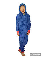 Дитяче кігурумі для хлопчика, флісовий комбінезон - синій, розмір 110-116