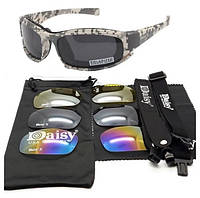 Защитные тактические очки + 7 комплектов линз Daisy X7-X пиксель толщина линз 2 мл-увеличинная толщина.solve