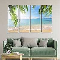 Модульная картина из 4 частей на холсте KIL Art Красивый пляж на Пальма-де-Майорка 209x133 см (412-41)