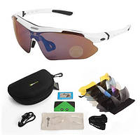 Защитные очки тактические с поляризацией- RockBros -5 комплектов линз-белые.solve