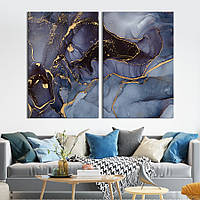 Картина на холсте для интерьера KIL Art диптих Тёмный мрамор 165x122 см (1-2)