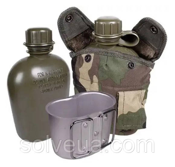 Фляга з підстаканником Mil-tec woodland 14506020 .solve