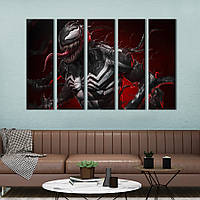 Модульная картина из 5 частей на холсте KIL Art Venom Marvel Comics 155x95 см (757-51)