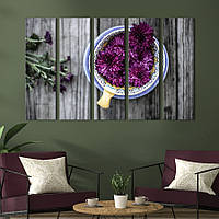 Картина на холсте KIL Art Фиолетовая хризантема на деревянном столе 155x95 см (781-51)