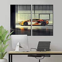 Картина на холсте KIL Art Оранжевый Lamborghini Aventador S 165x122 см (1248-2)