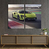 Картина на холсте KIL Art Авто Макларен Артура оливкового цвета 165x122 см (1280-2)