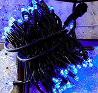 Уличная светодиодная гирлянда нить (String)10м IP44, 100LED синяя, черный каучук