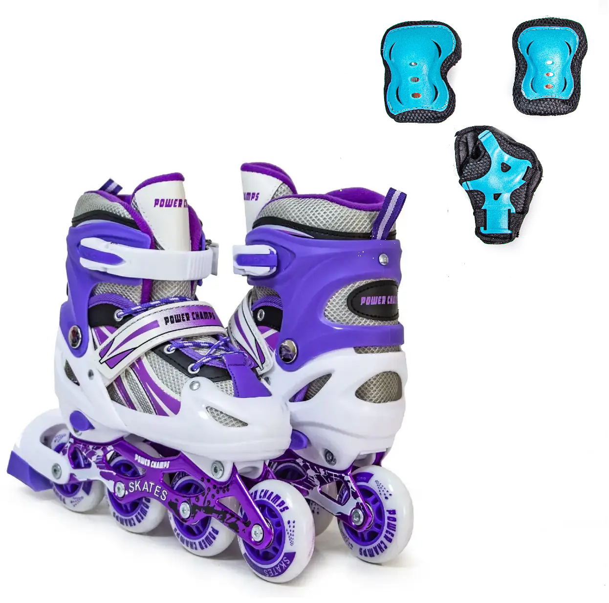 Дитячі ролики розсувні (розмір 29-33) із захистом (наколінники, налокітники + захист на долоні). VIOLET