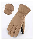 Водовідштовхувальні захисні вітрозахисні Softshell на флісі зимові рукавички Койот 9003.solve, фото 3