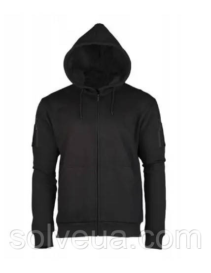 Реглан з капюшоном на блискавці Чорний mil-tec TACTICAL HOODIE 11472002.solve