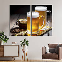 Модульная картина из двух частей KIL Art Два бокала с светлым пиво 165x122 см (1600-2)