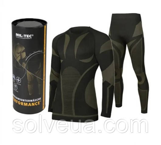 Термобілизна Mil-Tec Performance Чорна із зеленим 11225002.solve