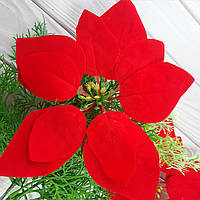 Цветок пуансетия бархатная, красная. 16-20 см
