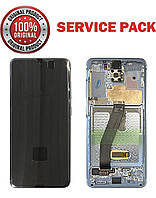 Дисплейный экран (LCD) для Samsung G980 Galaxy S20 с Синей рамкой Оригинал 100% SERVICE PACK GH82-22123A с