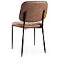 М'які стільці ретро Ben з екошкіри коричневого кольору на чорних матових металевих ніжках у кімнату, фото 2