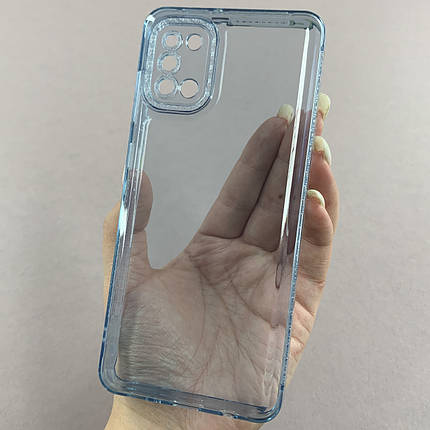 Чохол для Samsung Galaxy A31 силіконовий чохол з блискучою рамкою на телефон самсунг а31 блакитний l6t, фото 1