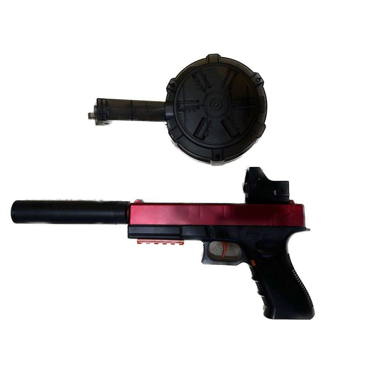 Іграшковий гідрогелевий пістолет Глок-17 на орбізах, бластер, 10000 патронів червоний