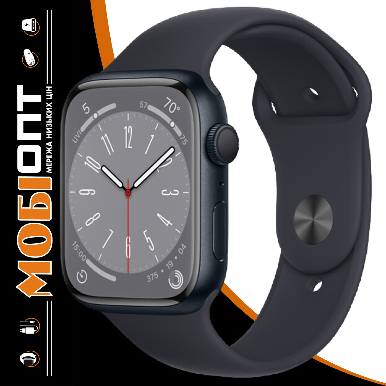 IPhone Apple Watch Series 8 41mm GPS Midnight Aluminium Case Midnight Sp/B MNU83LL/A A2771