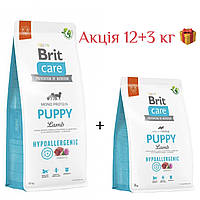 АКЦІЯ 12+3 кг!!! Сухий корм для цуценят всіх порід Brit Care Puppy Lamb & Rice  (ягня та рис)