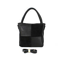 Женская сумка из натуральной кожи с натуральной замшей Borsacomoda 85302302 черная