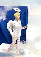 Дитячий карнавальний костюм Білий ангел з атласу, костюм Янголятка для хлопчика