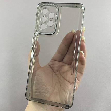 Чохол для Samsung Galaxy A52 силіконовий чохол з блискучою рамкою на телефон самсунг а52 сірий l6t, фото 1