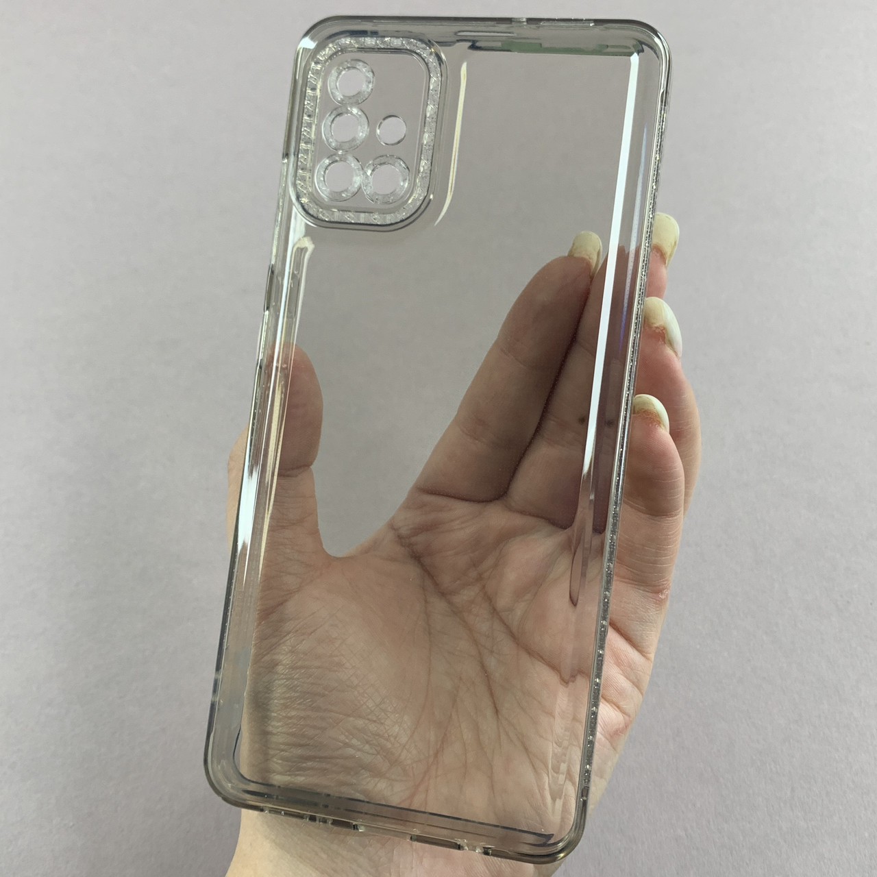 Чохол для Samsung Galaxy A51 силіконовий чохол з блискучою рамкою на телефон самсунг а51 сірий l6t