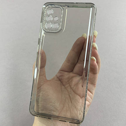 Чохол для Samsung Galaxy A51 силіконовий чохол з блискучою рамкою на телефон самсунг а51 сірий l6t, фото 1