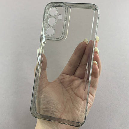 Чохол для Samsung Galaxy A14 силіконовий чохол з блискучою рамкою на телефон самсунг а14 сірий l6t, фото 1