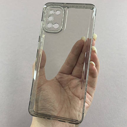 Чохол для Samsung Galaxy A31 силіконовий чохол з блискучою рамкою на телефон самсунг а31 сірий l6t, фото 1