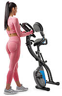 Велотренажер Hop-Sport HS-3010X Grix X-Bike магнітний з еспандерами для домашніх тренувань чорно-синій, фото 3