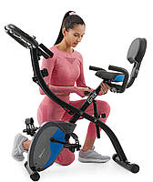 Велотренажер Hop-Sport HS-3010X Grix X-Bike магнітний з еспандерами для домашніх тренувань чорно-синій, фото 5