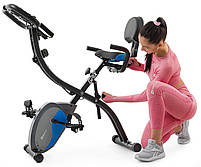 Велотренажер магнітний Hop-Sport HS-3010X Grix X-Bike з еспандерами чорно-синій, фото 7