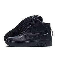 Мужские зимние кожаные ботинки NIKE Black Leather, мужские зимние утепленные ботинки, мужские стильные ботинки