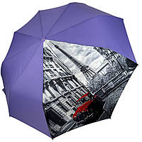 Женский зонт полуавтомат от Toprain на 9 спиц антиветер с декоративной вставкой, сиреневый, 0465-3
