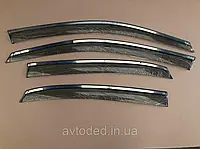 Дефлекторы окон Toyota Highlander II 2007-2013 Хром. Молдинг (Ветровики) ALVI
