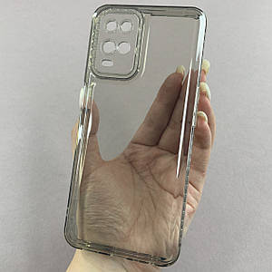 Чохол для Oppo A54 силіконовий чохол з блискучою рамкою на телефон оппо а54 сірий l6t