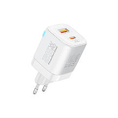 Мережевий зарядний пристрій Promate PowerPort-25AC USB-C, USB-A White