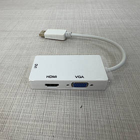 Адаптер перехідник DisplayPort DP 3in1 to VGA HDMI DVI 10см