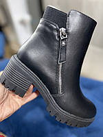 Кожаные удобные ботинки на каждый день Черный экокожа размер 36 - 41